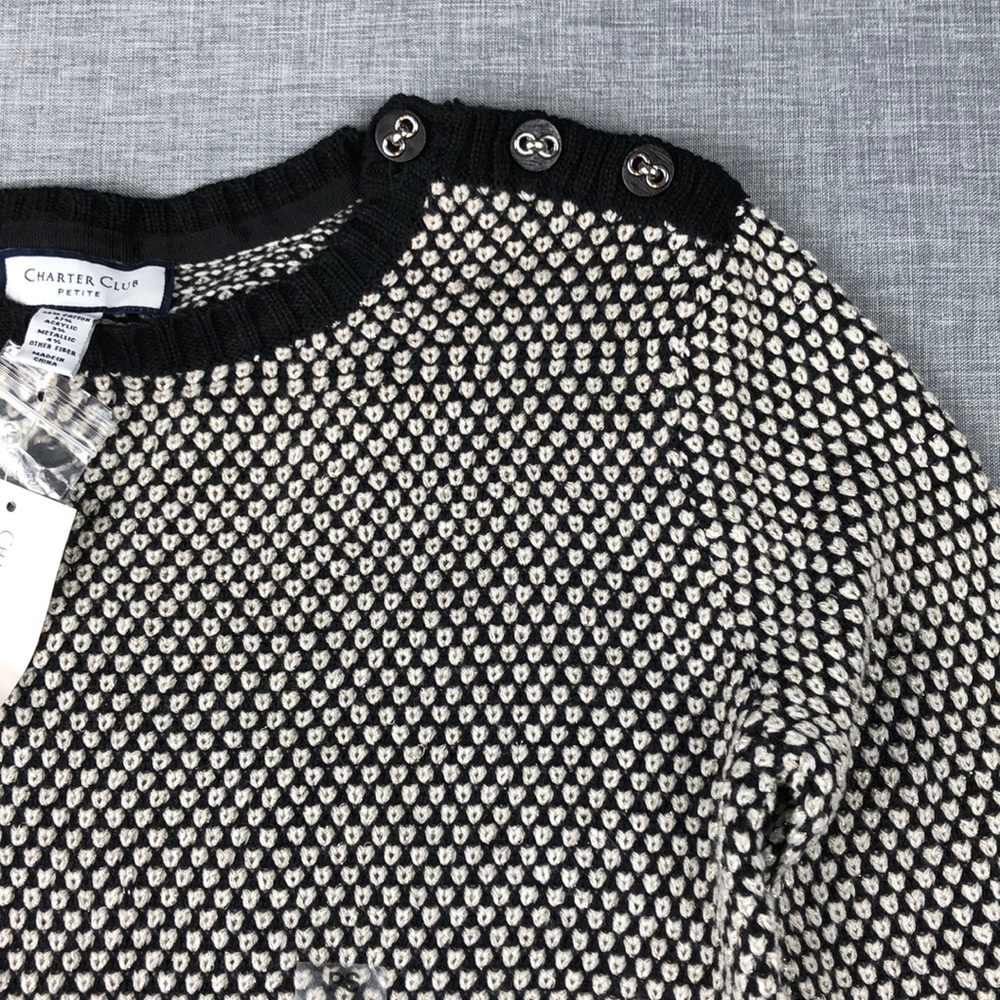 Petite Size Charter Club Bi-Colored Stitch Sweater - Picture 3 of 4